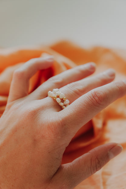 Halo Pearl Ring - White