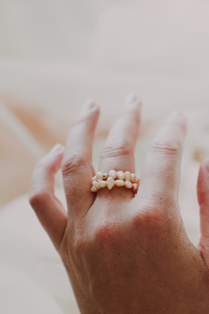 Halo Pearl Ring - Peach