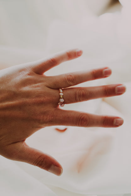 Halo Pearl Ring - Pink