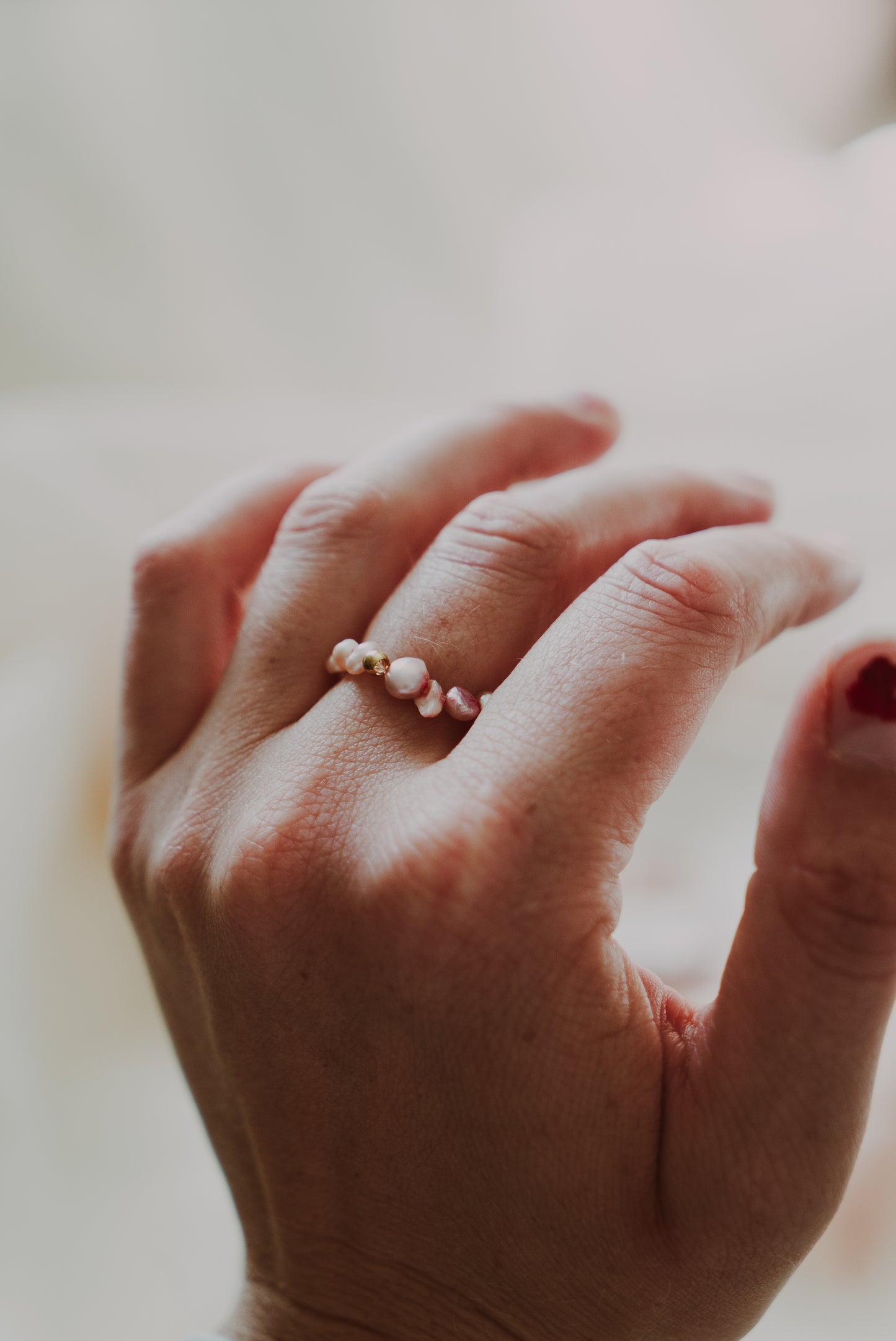 Halo Pearl Ring - Pink