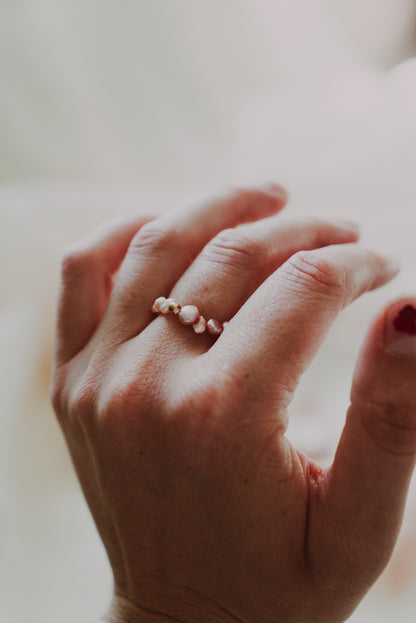 Halo Pearl Ring - Pink