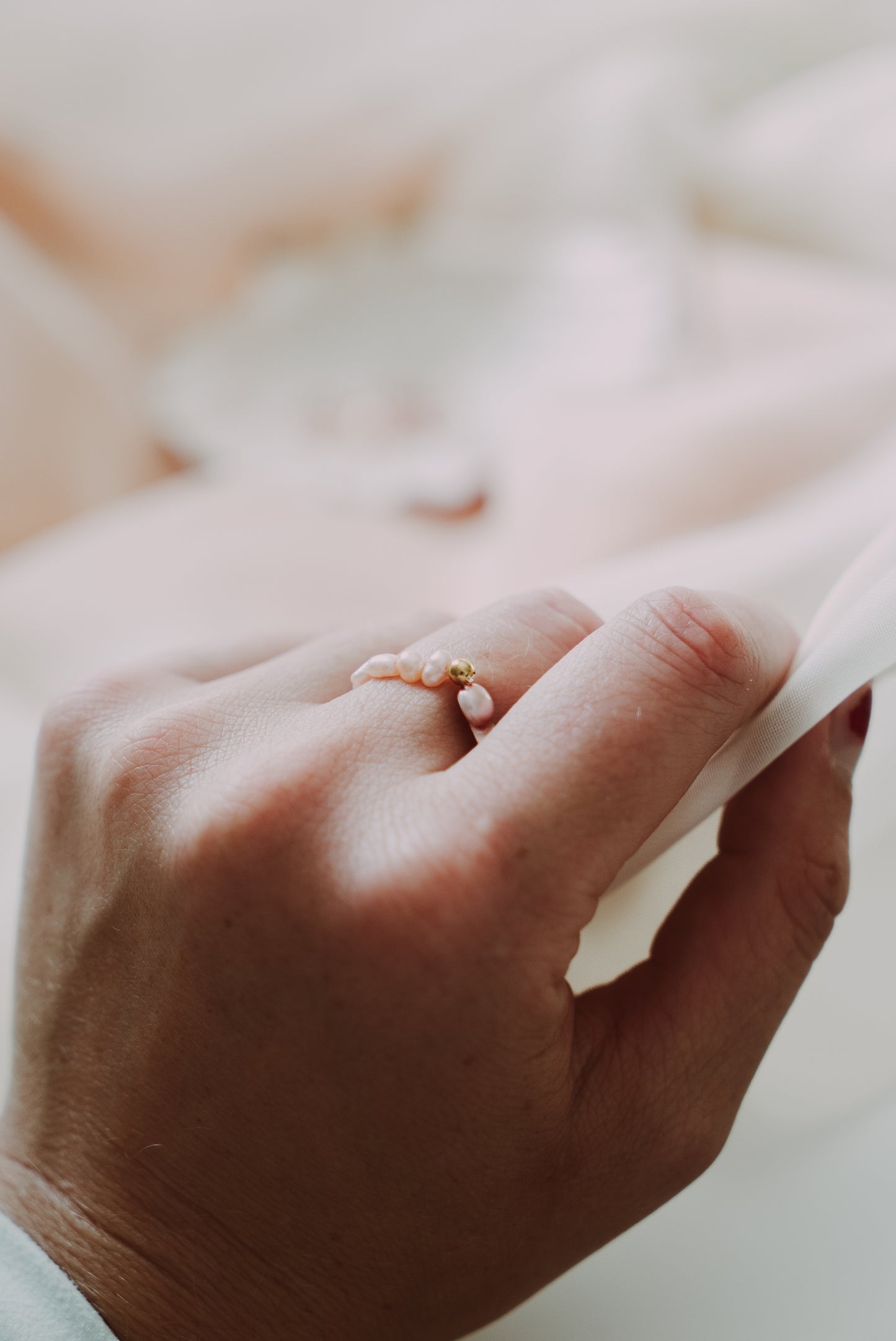 Halo Pearl Ring - Pink
